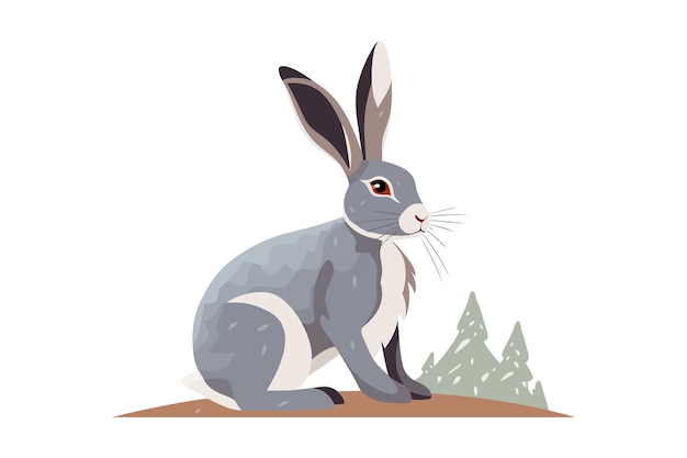 写真 ウサギ野生森林動物草食動物フラット ベクトル イラスト白背景に分離