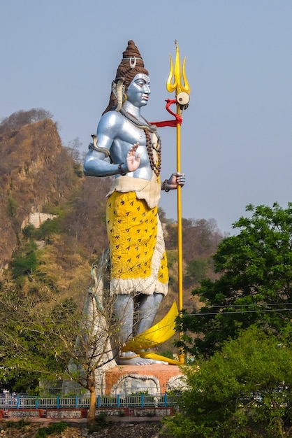 Haridwar India Beautiful view of Shiva statue at Ganga riverbank in Haridwar