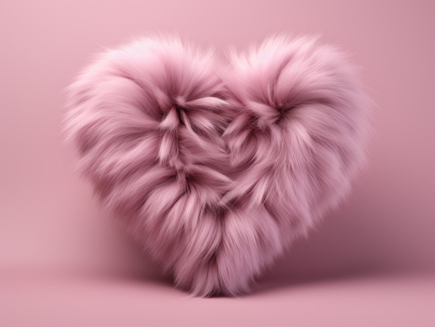 Harig roze hart op vaste achtergrond