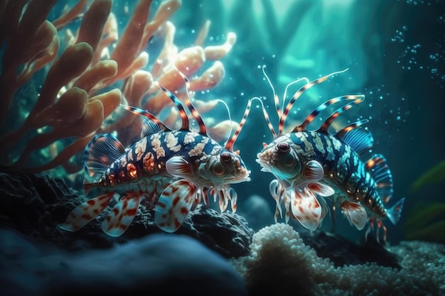 Harlequin Shrimp Fish Underwater Lush Nature by Generative AI