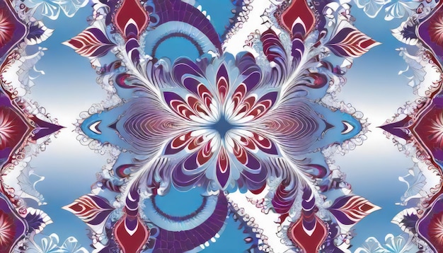 Harmonie van kleuren Hypnotiserend Fractal behang in Baby Blue Navajo White Medium Violet Red