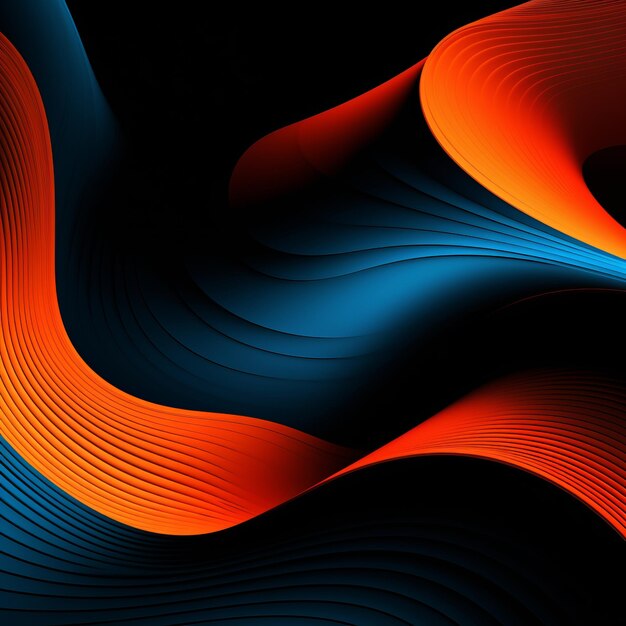 Photo harmonious contrasts the vibrant dance of orange and blue on a black and orange canvas