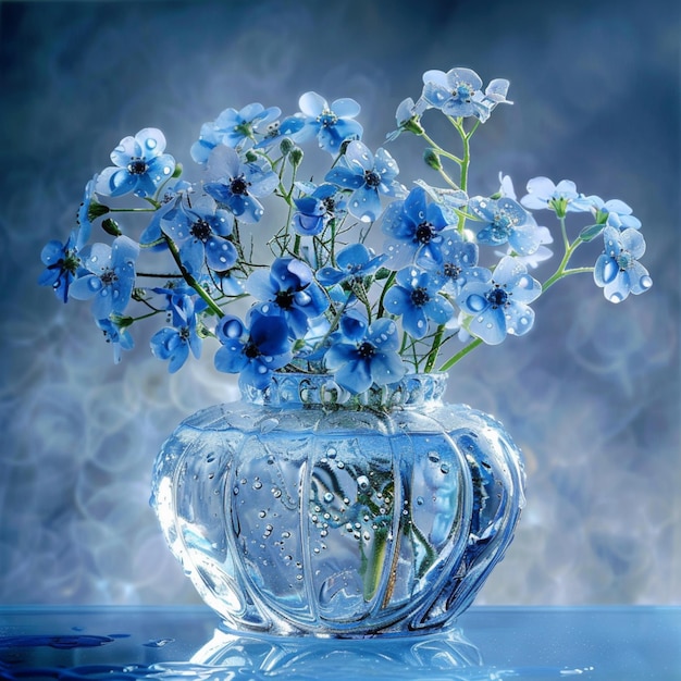 The Harmonious Display of Blue Flowers in a Vase AI Generated