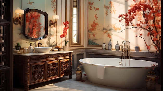 Photo harmonious feng shui bathroom