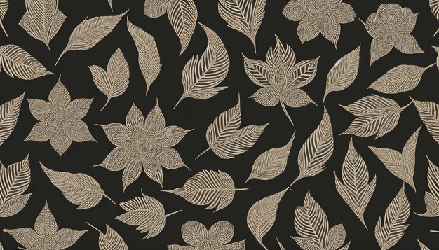 Harmonious Fusion Abstract Geometric Flower and Leaf Shapes in a Modern Art Seamless Pattern A