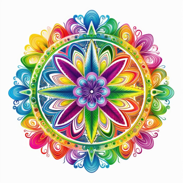 Harmonious Whirl of Colors A Mandala Peace Sign on a White Background Vector Illustration at 300p