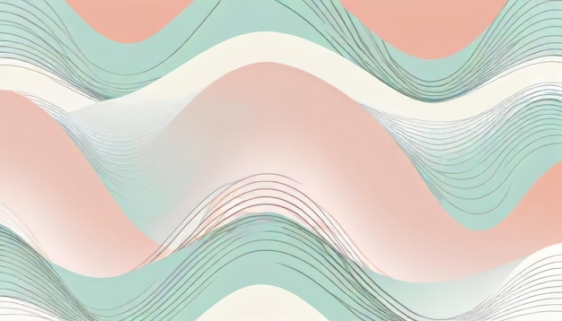 Harmonische Echo Waves Mint Cream Platinum en Salmon Roze Abstracte achtergrond