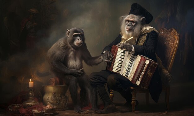 Harmonische ontmoetingen Rembrandt's Hemisemidemiurge Serenades met een accordeonspelende aap