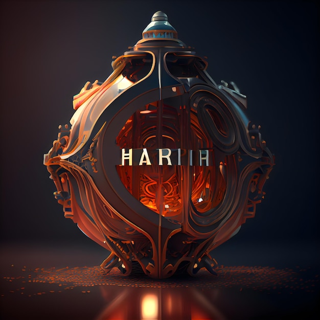 Harmony concept 3D illustration of a beautiful vintage bottle with the inscription on it