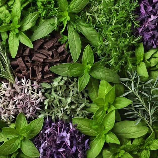 Photo harmony of herbs culinary elegance
