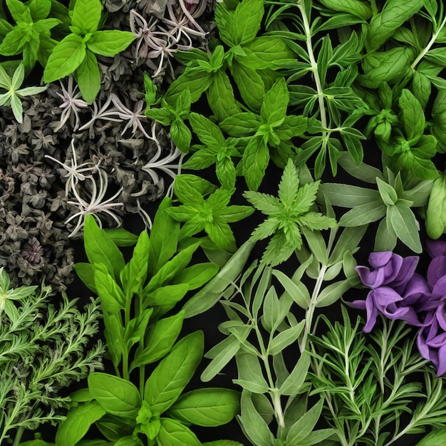 Photo harmony of herbs culinary elegance