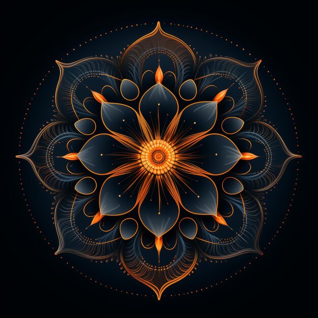 Photo harmony of illuminated orange a mesmerizing sacred geometry mandala embracing simplicity and intric