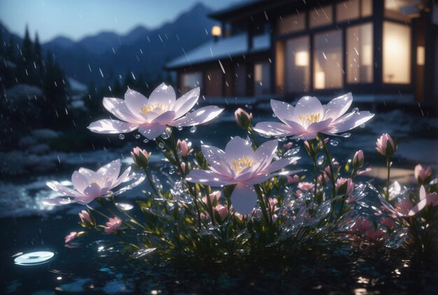 Photo harmony of nature and architecture alpine house with islamic and japanese touch