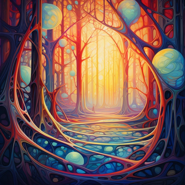 Harmony of nature painting and forest