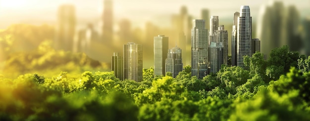 Гармония между природой и городским ростом в зеленом городе завтрашнего дня