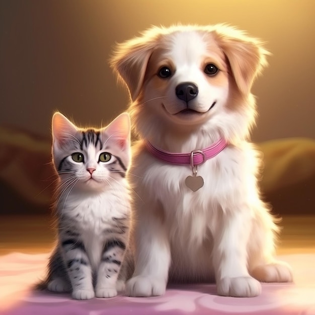 ハーモニー・オブ・ペット・ラブ 猫と犬の間の可愛い瞬間