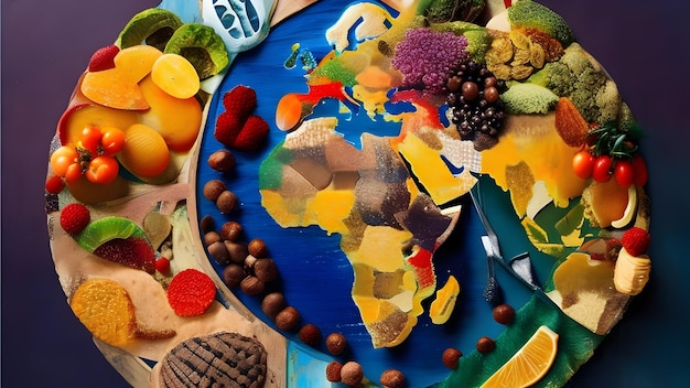 Foto harmony on the plate un'opera d'arte dell'ia che celebra la sicurezza alimentare globale