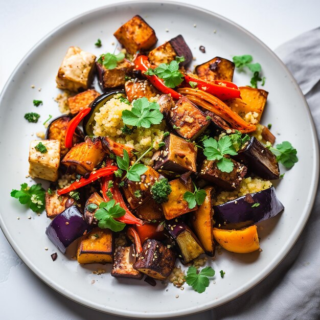 Harmony on a Plate Roasted Vegetables with Quinoa and Tofu