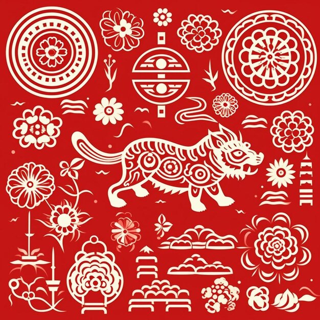 Photo harmony and renewal chinese new year illustrations chinese new year pattern