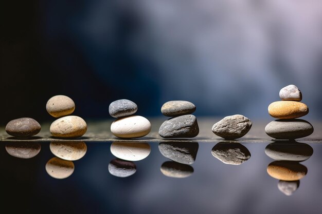 Photo harmony stacked line of balanced stones for inner peace