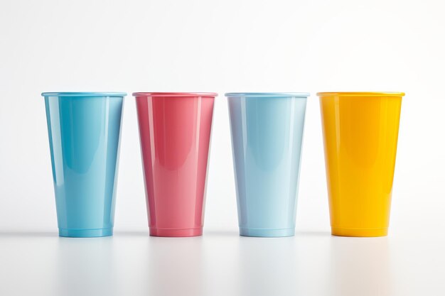 Harmony of Three Vibrant Cups On White or PNG Transparent Background