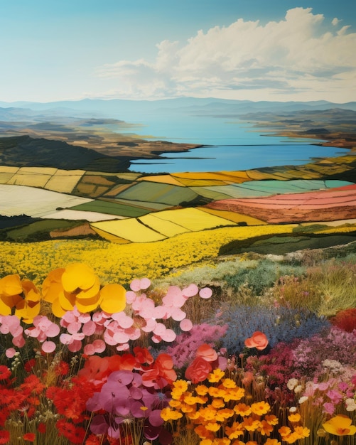 Photo harmony unveiled the mesmerizing fusion of colorful meadows in the golden ratio