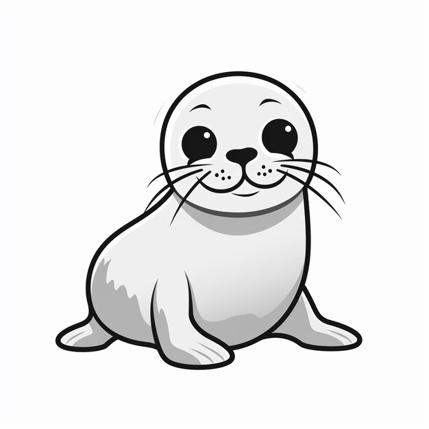 Premium AI Image | Harp Seal kids drawing hand drawn cute coloring book