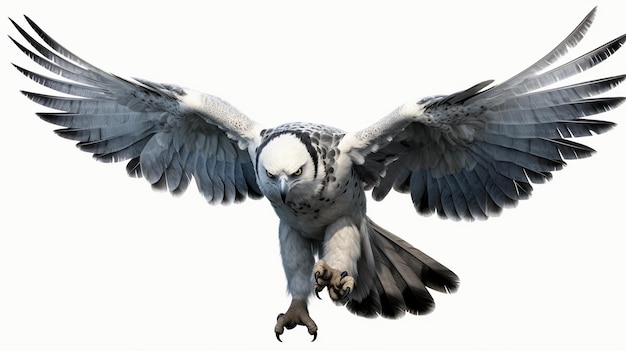 Harpy Eagle Bird volledige lichaam witte achtergrond