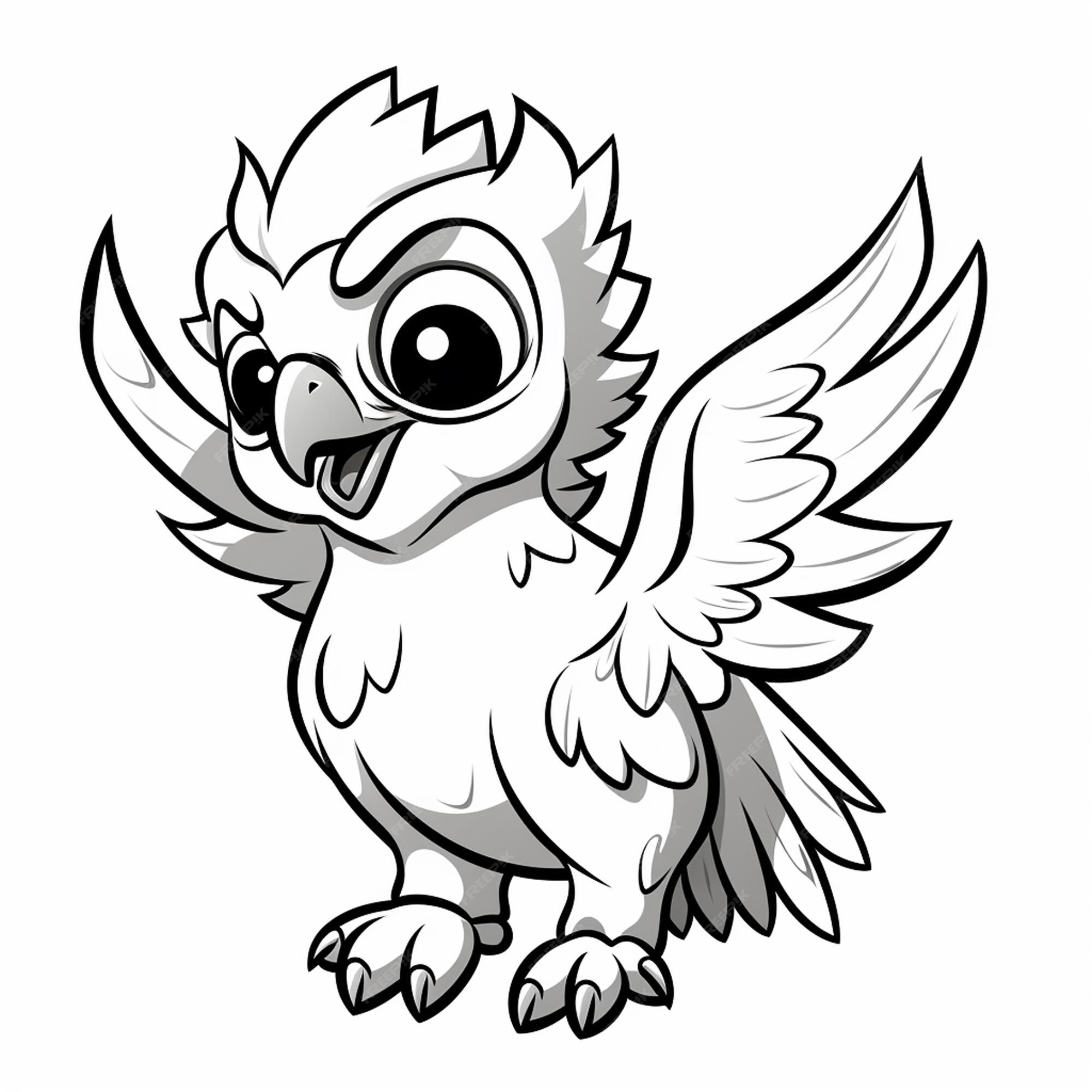 Premium AI Image | Harpy Eagle kids drawing cute cute coloring book