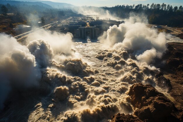 写真 大河川の氾濫や壊滅的な洪水の悲惨な現場