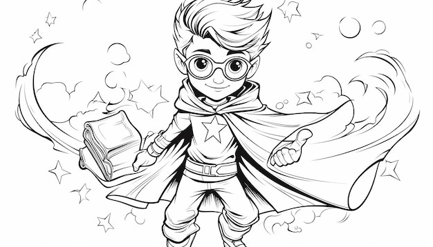 harry potter coloring book style for teenagers cartoon style line art clear and clean