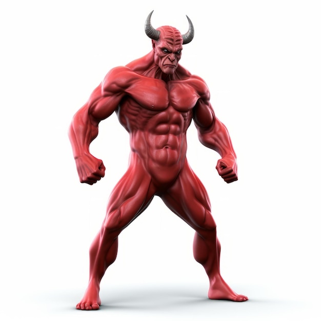 Photo harsh realism 3d beelzebub devil model on white background