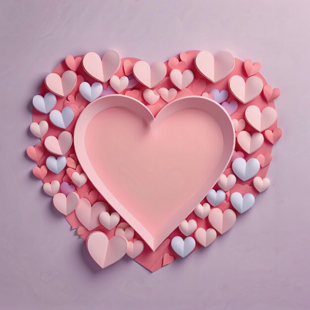 Hart 3D illustratie AI genereert afbeeldingen Valentine achtergrond pastel kleur ontwerp 3D rendering stijl object geometrische scène romantische creatieve handwerk schattige vorm idee kopieer ruimte