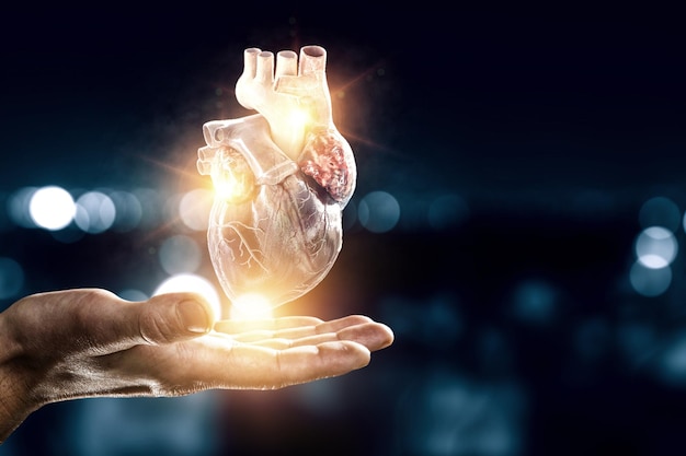 Hart als symbool van innovaties in de geneeskunde. Gemengde media