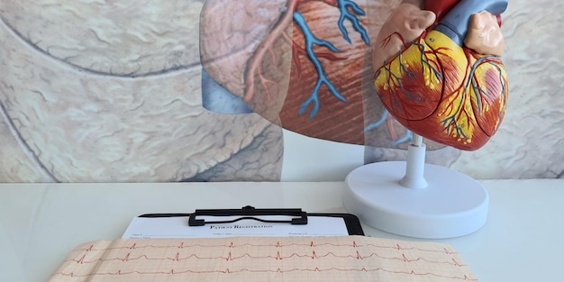 Foto hart- en vaatziekten en elektrocardiogram van de patiënt