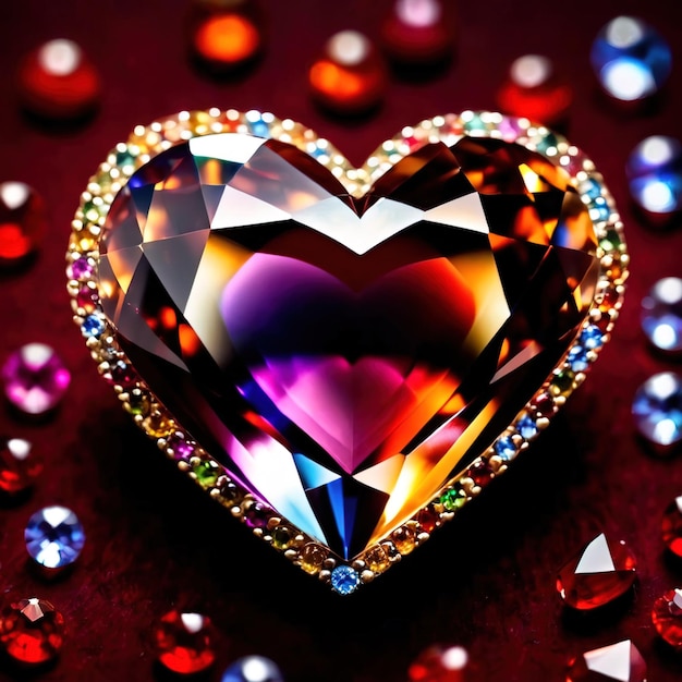 Foto hart gemaakt van edelstenen die zeldzame en kostbare liefde en romantiek symboliseren om valentijnsdag te vieren