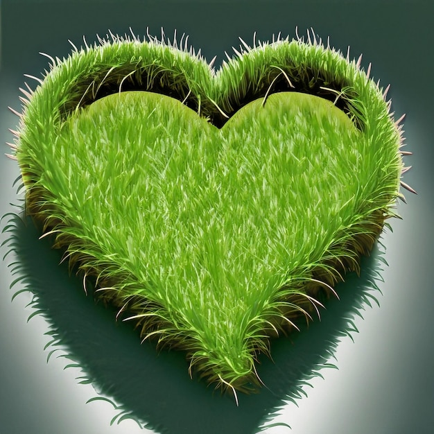 Foto hart gemaakt van groen geïsoleerd gras