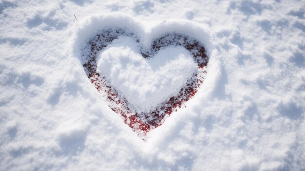 Hart getekend in de sneeuw