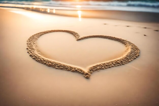 Hart getrokken in het zand op een strand