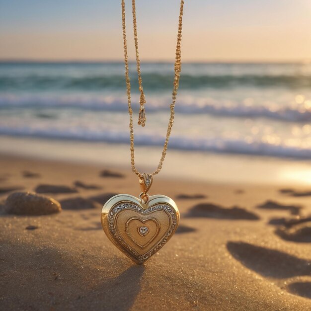 Hart locket with Beach background