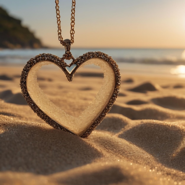 Photo hart locket with beach background