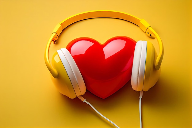 hart met koptelefoon, concept luister naar je hart