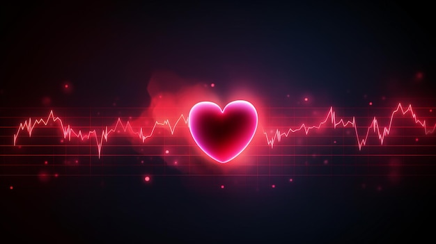 hart met rode kleur en cardiogram