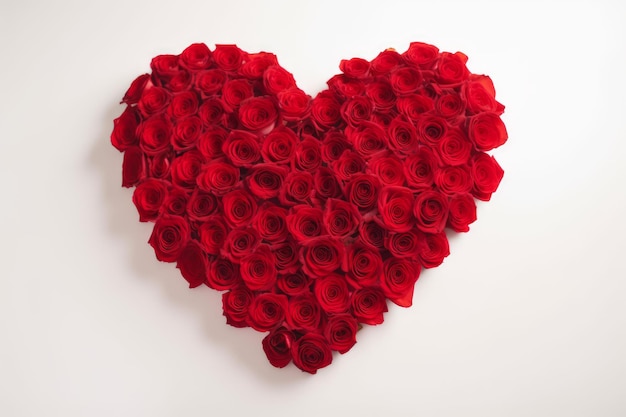 Hart met rode rozen bloemen Genereer Ai