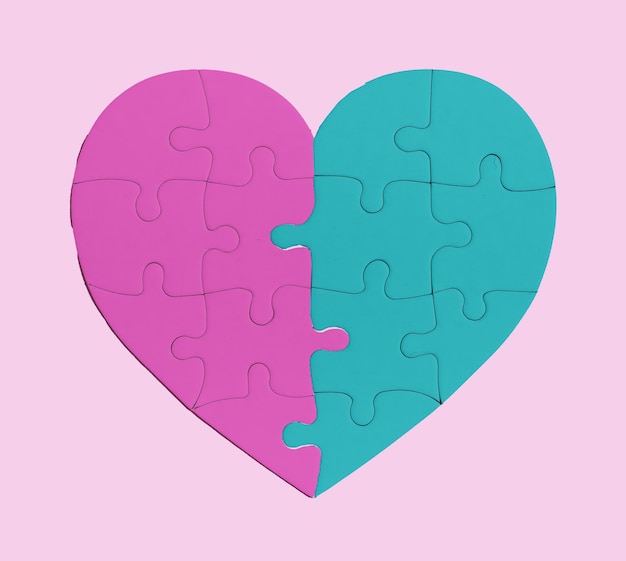 Hart puzzel uit twee delen van paar valentijnsdag