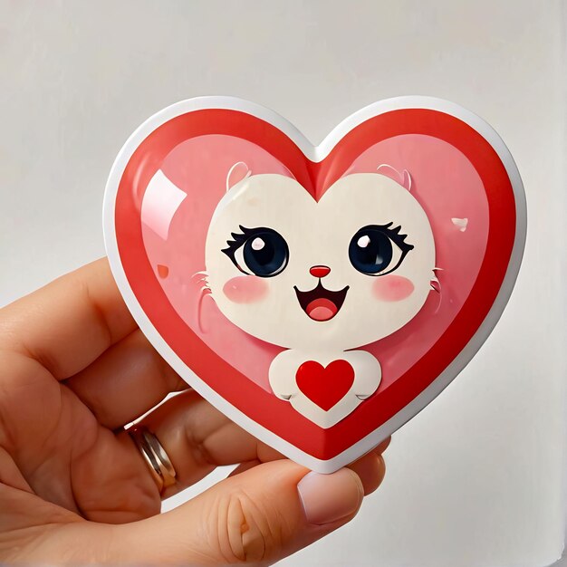 hart sticker 3d cartoon personage 3d sticker met hart