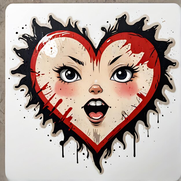 Foto hart sticker 3d cartoon personage 3d sticker met hart