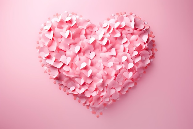 Hart van papier confetti op roze achtergrond Valentijnsdag concept