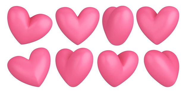 Hart vanuit verschillende hoeken Roze harten