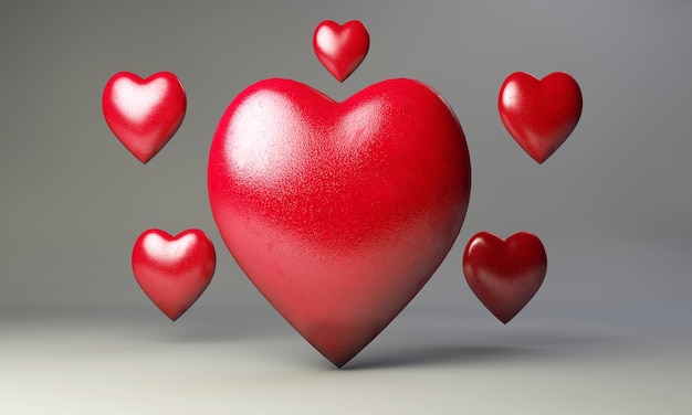 Hart vormen rode harten ik hou van jou abstracte compositie Sweetheart paar harmonie pictogram concept